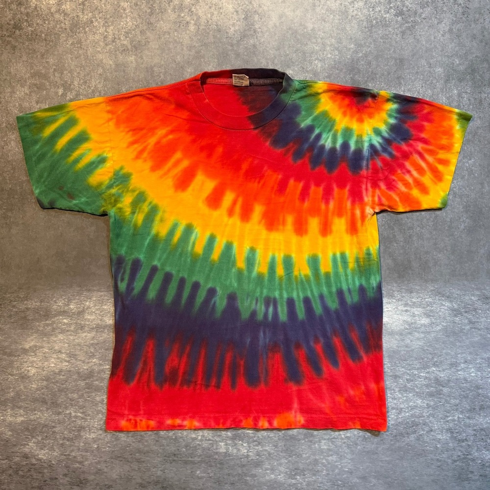 Vintage Sundog Tie Dye Shirt Mens Large Rainbow Spiral Single Stitch Made in USA